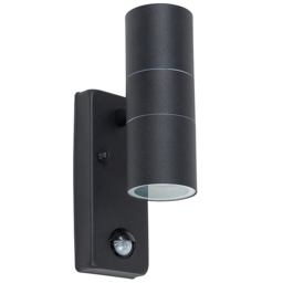 ValueLights Black Outdoor Wall Up Down Light with PIR Motion Sensor
