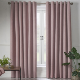 Alan Symonds Linen Look Blackout Ring Top Eyelet Curtains Blush 110 x 183cm - thumbnail 2