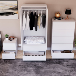 Vida Designs Denver 3 Piece White Bedroom Furniture Set - thumbnail 4