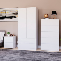 Vida Designs Denver 3 Piece White Bedroom Furniture Set - thumbnail 3
