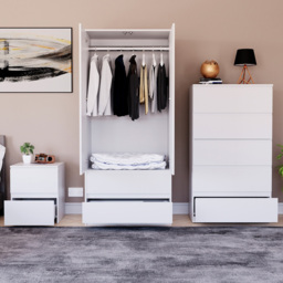 Vida Designs Denver 3 Piece White Bedroom Furniture Set - thumbnail 2