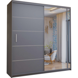 M N Furniture Venece 2 Door Grey Mirrored Sliding Wardrobe 180cm - thumbnail 2