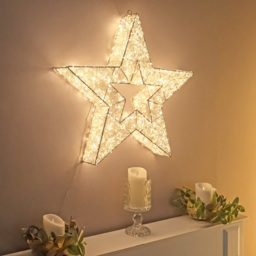 The Christmas Centre 6000 Warm White Micro LED Gold Light-Up Star 1.8ft - thumbnail 4