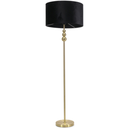 ValueLights Marissa Black Velvet Shade Gold Ball LED Floor Lamp