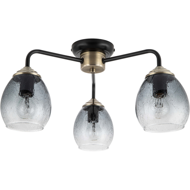 Cosylyte Malanda Matt Black Base 3 Light Smoky Glass Ceiling Light - image 1