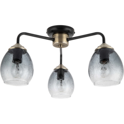 Cosylyte Malanda Matt Black Base 3 Light Smoky Glass Ceiling Light