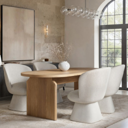 SOLACE+CO Varm Aiko 4 Seater Ribbed Wooden Dining Set