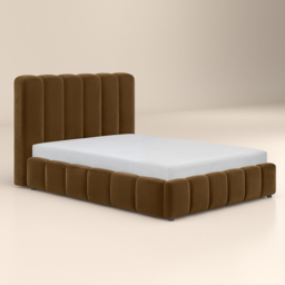 SOLACE+CO Emilie Brown Double Velvet Ribbed Ottoman Bed - thumbnail 2