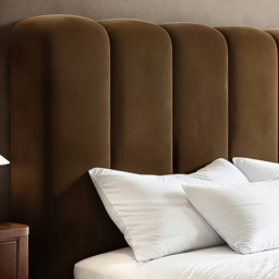 SOLACE+CO Emilie Brown Double Velvet Ribbed Ottoman Bed - thumbnail 4