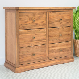 Cabinet Bits Salerno 6 Drawer Natural Chest of Drawers with Brass Knob