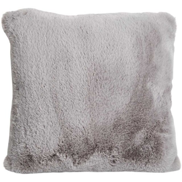 Grey Rabbit Faux Fur Plain Cushion 45 x 45cm - image 1