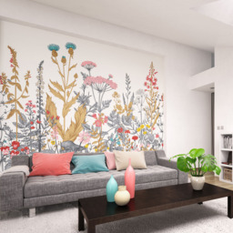 Origin Murals Botanical Fleur White Wall Mural - thumbnail 3