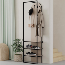 FWStyle Archy Sandstone 3 Shelf Shoe and Coat Rack Stand with Hanging Hooks - thumbnail 1
