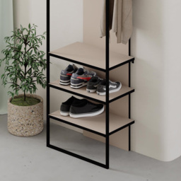 FWStyle Archy Sandstone 3 Shelf Shoe and Coat Rack Stand with Hanging Hooks - thumbnail 3