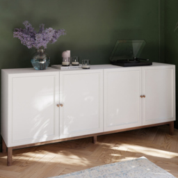 Florence Wensley 4 Door Light Grey and Oak Sideboard