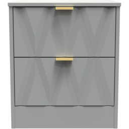 Crowndale Las Vegas 2 Drawer Dusk Grey Bedside Table Ready Assembled - thumbnail 3