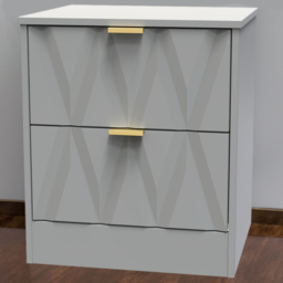 Crowndale Las Vegas 2 Drawer Dusk Grey Bedside Table Ready Assembled - thumbnail 1