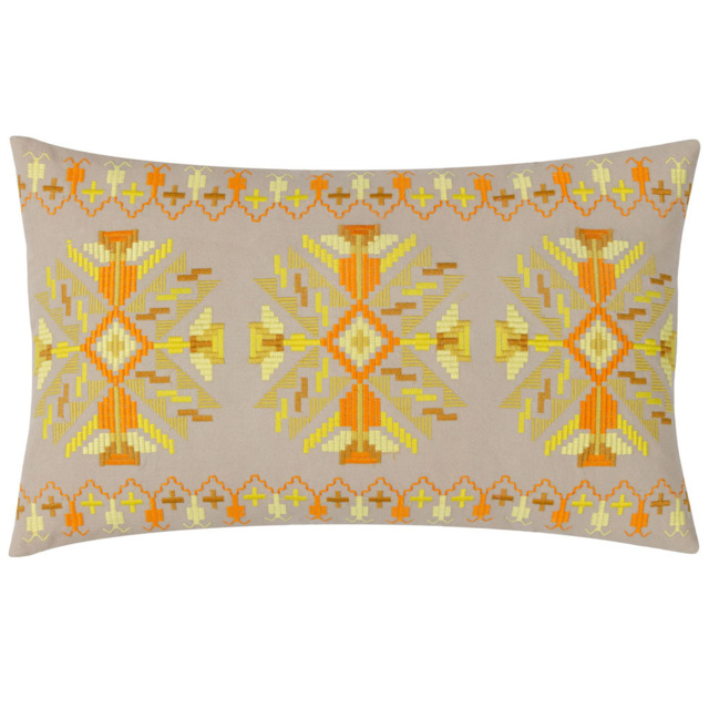 furn. Kalina Yellow Embroidered Cushion - image 1