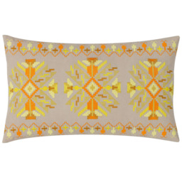furn. Kalina Yellow Embroidered Cushion