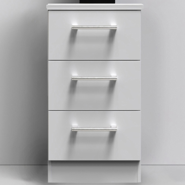 Crowndale Devon 3 Drawer Grey Matt Bedside Table - image 1