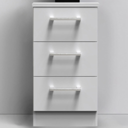 Crowndale Devon 3 Drawer Grey Matt Bedside Table - thumbnail 1