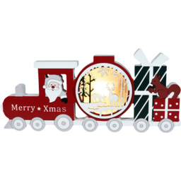 Xmas Haus Multicolour Festive Light Up LED Wood Train Decoration