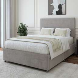 Bedmaster Single Seal Grey Naples Linen 2 Drawer Divan Base with Valencia Headboard