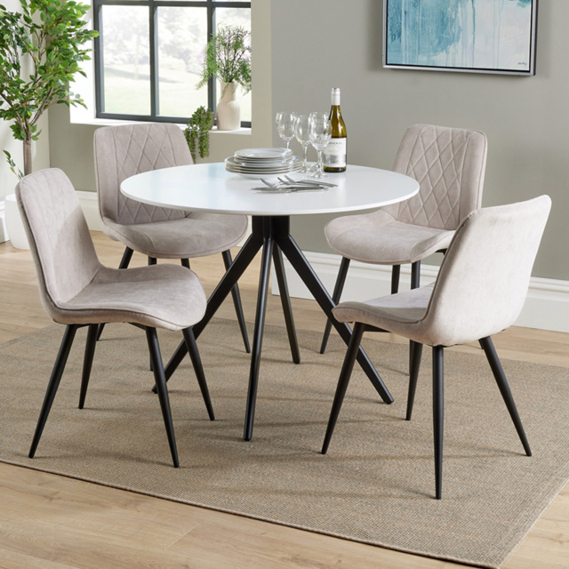 Core Products Aspen White and Natural 4 Seater Round Dining Set - image 1