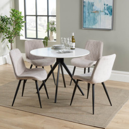 Core Products Aspen White and Natural 4 Seater Round Dining Set - thumbnail 4