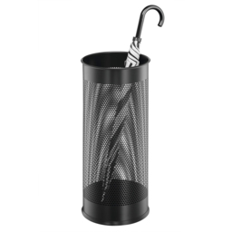 Durable Black Perforated Steel Umbrella Stand 29L - thumbnail 2