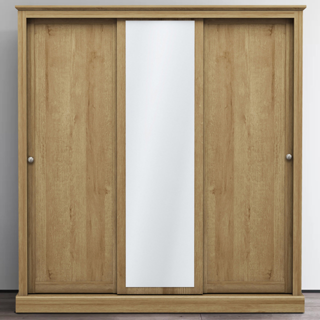 Devon 3 Door Oak Effect Sliding Wardrobe - image 1