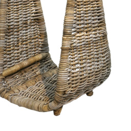 Ivyline Rattan Tall Rustic Natural Log Storage Basket - thumbnail 3