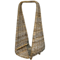 Ivyline Rattan Tall Rustic Natural Log Storage Basket - thumbnail 1