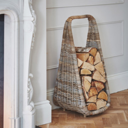 Ivyline Rattan Tall Rustic Natural Log Storage Basket - thumbnail 2