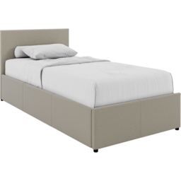 VIDA DESIGNS Veronica Beige Single Linen Ottoman Bed with Padded Headboard - thumbnail 2
