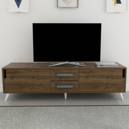Decorotika Tex Walnut 2 Door 2 Drawer Wide TV Unit