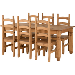 Seconique Corona Distressed Waxed Pine 6 Seater Dining Table Set - thumbnail 3