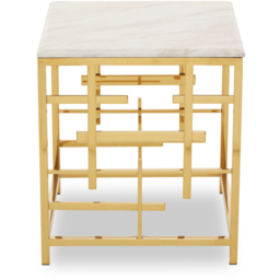 Premier Housewares Luxurious White Marble Side Table - thumbnail 3
