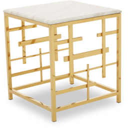 Premier Housewares Luxurious White Marble Side Table - thumbnail 2