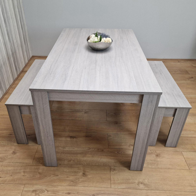 Portland 4 Seater Wooden Dining Bench Set Grey - image 1