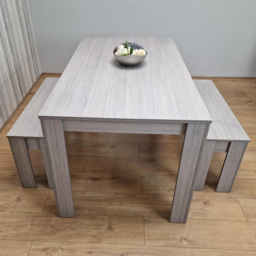 Portland 4 Seater Wooden Dining Bench Set Grey - thumbnail 1