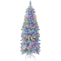 StarBright Pre Lit Multicolour Slim Pencil LED Artificial Christmas Tree 5ft