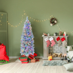 StarBright Pre Lit Multicolour Slim Pencil LED Artificial Christmas Tree 5ft - thumbnail 2