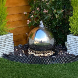 Tranquillity Mains Powered Stainless Steel Sphere LED Water Feature 30cm - thumbnail 2