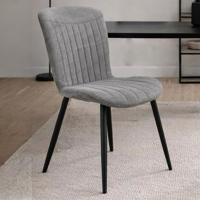 FWStyle Grace Clamshell Grey Linen Upholstered Waterfall Dining Chair Set of 4 - image 1