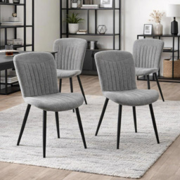 FWStyle Grace Clamshell Grey Linen Upholstered Waterfall Dining Chair Set of 4 - thumbnail 4