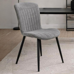 FWStyle Grace Clamshell Grey Linen Upholstered Waterfall Dining Chair Set of 4