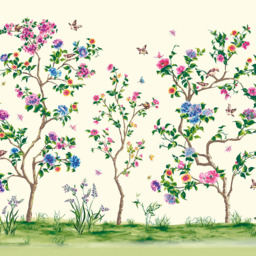 Origin Murals Oriental Flower Tree Cream and Pink Wall Mural - thumbnail 2