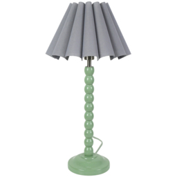 ValueLights Bobbins Grey Scallop Tapered Shade Sage Green LED Table Lamp - thumbnail 1