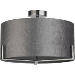 Lighting Collection Grey Velvet Shade Ceiling Flush
